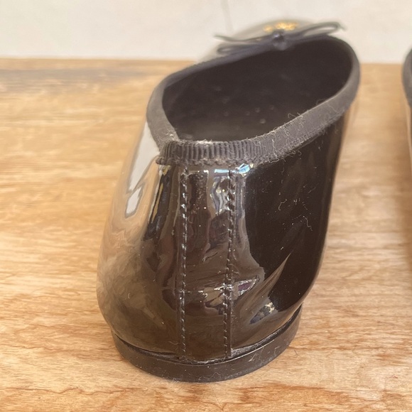 PRADA Black Patton Leather Classic Milano Flats Beautiful Gold Logo 36.5 ITALY!! - Picture 6 of 12